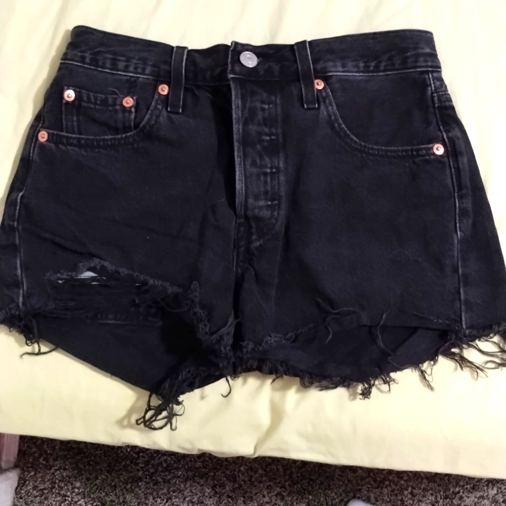 Levi 501 Black Denim Shorts